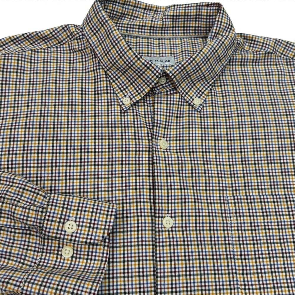 Peter Millar Summer Comfort Shirt Mens XL Plaid Button Down Performance Stretch